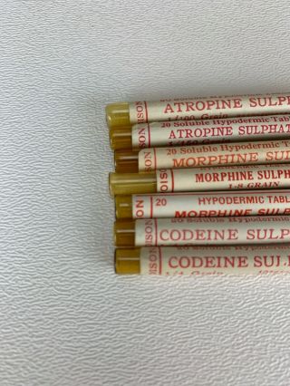 Antique Quack Medical Hypodermic Tablets Morphine Codeine Poison Vial Tube 2