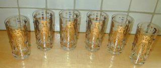6 Culver Midcentury 22k Gold Jester W Jewels Highball Glasses