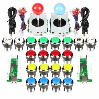 Arcade Diy Kit Mame Raspberry Pi Games 2 Arcade Joystick,  20 Chrome Led Buttons