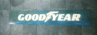 VINTAGE GOODYEAR TIRES PORCELAIN SIGN DOUBLE SIDED1973 stamp 66inches long 10