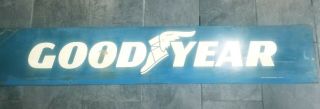 VINTAGE GOODYEAR TIRES PORCELAIN SIGN DOUBLE SIDED1973 stamp 66inches long 2