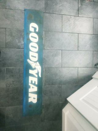VINTAGE GOODYEAR TIRES PORCELAIN SIGN DOUBLE SIDED1973 stamp 66inches long 4