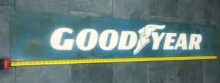 VINTAGE GOODYEAR TIRES PORCELAIN SIGN DOUBLE SIDED1973 stamp 66inches long 6