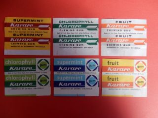 6 Diff.  Chewing Gum Wrappers Karare Belgium From The Late 60 