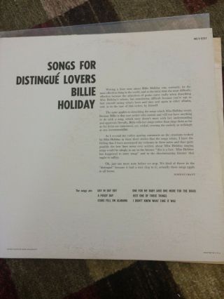 BILLIE HOLIDAY Songs for Distingue Lovers 1st Mono Verve Trumpeter Label NM 4