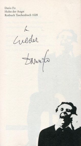 Dario Fo Nobel Prize In Literature Autograph,  Signed Book