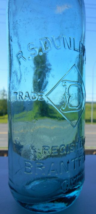 Rare - Deep Aqua,  R.  S.  Dunlop & Co.  Brantford Ontario,  Canada Blob Pint Soda 2
