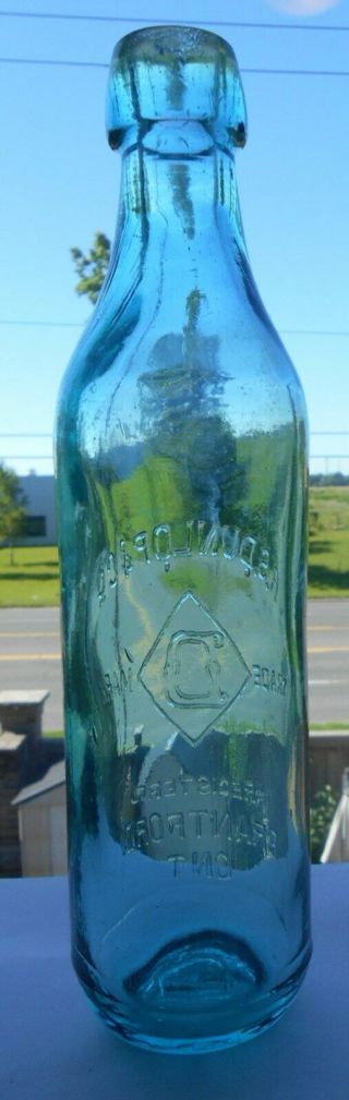 Rare - Deep Aqua,  R.  S.  Dunlop & Co.  Brantford Ontario,  Canada Blob Pint Soda 4