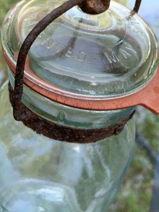 Antique Globe Fruit Jar Quart Jar Aqua 8