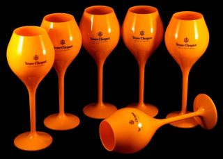 Veuve Clicquot Yellow Champagne Polycarb Tasting Flutes X 6 Unboxed