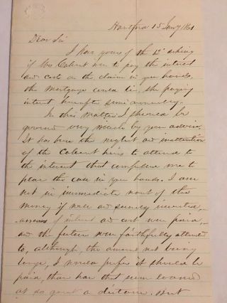 Gideon Wells Handwritten Letter From 1861