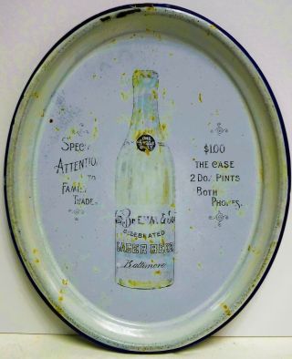 C.  1915 George Brehm & Son Porcelain Lager Beer Tray Baltimore Maryland Md.  Tray