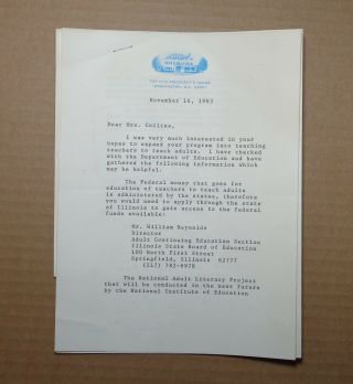 1983 Signed Letter Barbara Bush To Marva Collins On Vice President Letterhead