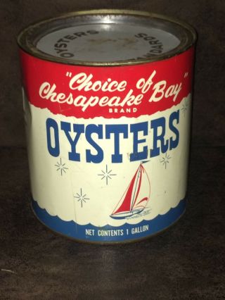 Vintage Choice Of The Chesapeake Bay 1 Gal Oyster Tin Ferguson Seafood