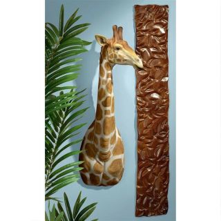 23 " African Sahara Wildlife Life - Like Giraffe Wall Trophy Animal Sculpture Decor