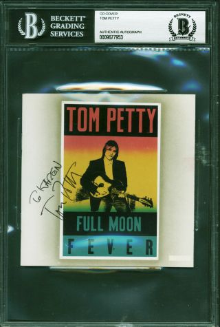 Tom Petty Signed Full Moon Fever Cd Booklet Beckett Bas Slabbed