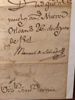 1801 Salcedo Document - Last Spanish Governor of Louisiana (Orleans) 2