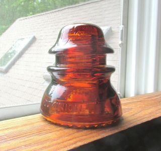 Great Orange Amber Cd 154 Dominion Hoopskirt Style Glass Insulator