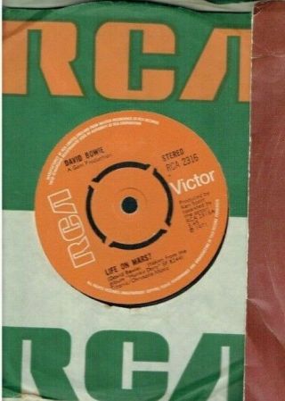 David Bowie Life On Mars 45 Rca 1973 Orange Label