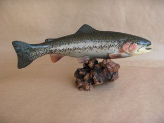 Hand Carved Wooden Rainbow Trout (16 1/2 ") Perfect For Fathers Day