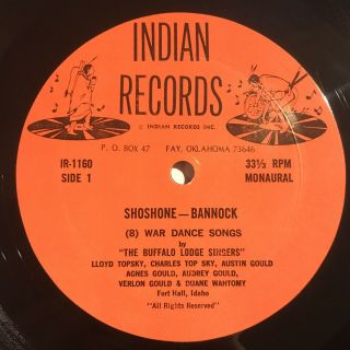 RARE 16 Shoshone Bannock Songs LP Indian Records Inc IR 1160 Private Native VG, 3