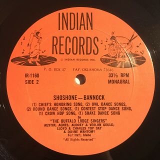 RARE 16 Shoshone Bannock Songs LP Indian Records Inc IR 1160 Private Native VG, 4