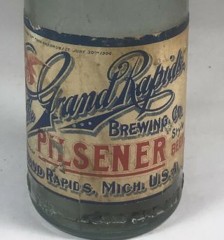 Rare Pre Pro Grand Rapids Brewing Beer Bottle Pilsener Paper Label Michigan Mich 5