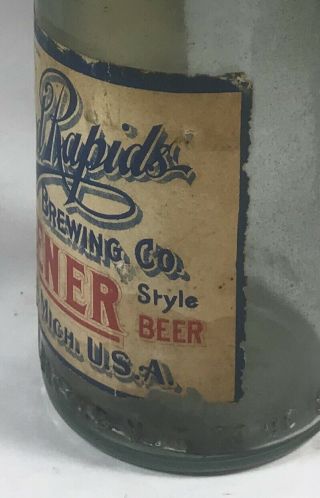 Rare Pre Pro Grand Rapids Brewing Beer Bottle Pilsener Paper Label Michigan Mich 6