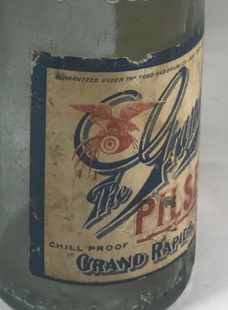 Rare Pre Pro Grand Rapids Brewing Beer Bottle Pilsener Paper Label Michigan Mich 7