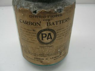 OLD BATTERY JAR CARBON BATTERY PA EDWIN C.  LEWIS BOSTON MASS PETTINGELL ANDREWS 2