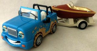 2001 Chevron Cars Frankie 4 Wheeler & C.  C.  Boat Toy Car & Boat With Trailer