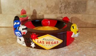 M & Ms Candies Roulette Wheel Ceramic Candy Dish Las Vegas Nevada.  Multicolor.