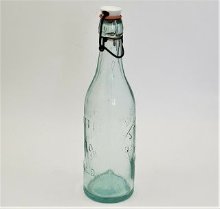 Antique J.  H.  Hall No.  Conway N.  H.  Soda Bottle Aqua Glass Blob Top Slug Plate 4