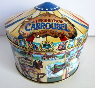 Hershey Park Carrousel Merry Go Round Tin Horses 13 Round 1996 Vintage 5.  5 