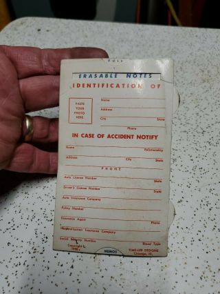 1958 Marathon Identification Note Pad / Card