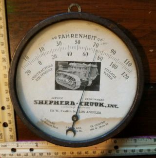 1930s Brass Advertising Los Angeles Thermometer Caterpillar Tractor Co.