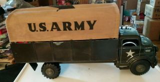 Vintage Marx Lumar Military Army Transport Truck W Canvas Canopy