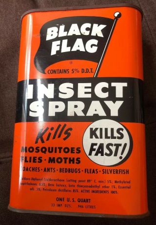 Vintage Tin Can Black Flag Insect Spray With Ddt Grade Aa Great Colors