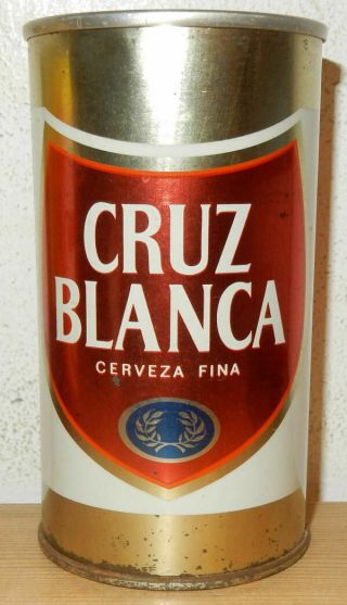 Cruz Blanca Cerveza Straight Steel Beer Can From Mexico (35cl)