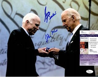 Joe Biden,  John Mccain Dual Signed 11x14 Photo W/ Jsa U44004 Barack Obama
