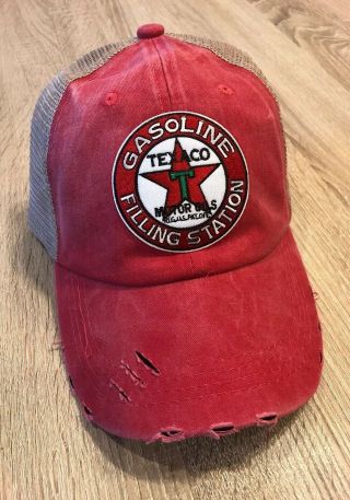 Texaco Logo Cap Hat Vintage Patch Style Fill Station Gas Weathered Distress Oil