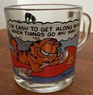 McDonald ' s Garfield Glass Coffee Cups Mugs Jim Davis Vintage Set of 4 1978 4