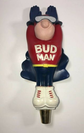 Rare Flying Bud Man Budweiser Beer Tap Handle,  10 " Tall Budman