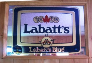 CANADIAN LABATT ' S BLUE MIRRORED CLOCK SIGN 2