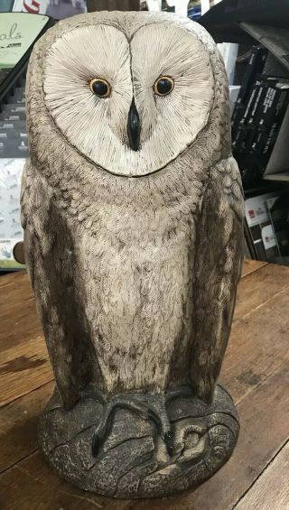 Rare Large Owl Vase Umbrella Stand Statue Signed Accents Unlimited Earl Sherwan