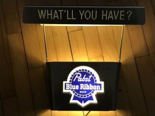 1950s Vintage Pabst Blue Ribbon Beer Bar Light Sign What ‘ll You Have?