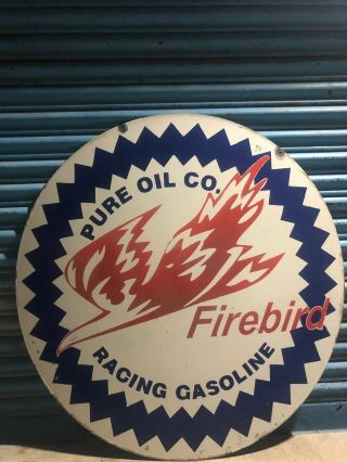 Large Firebird Pure Oil Company Porcelain Enamel Sign