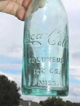 Rare Straight Side Coca Cola Miss.  Ice Co.  Bottle " Columbus,  Miss.