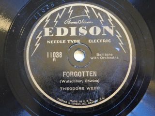 Edison Needle Type Electric 11038 Theodore Webb " Forgotten " 1 " Hairline Rare78