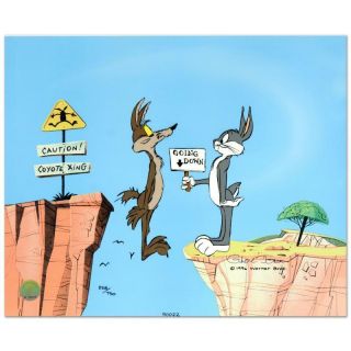 Chuck Jones " Coyote Crossing " Signed & Numbered W/coa Bugs Bunny Wile E Coyote